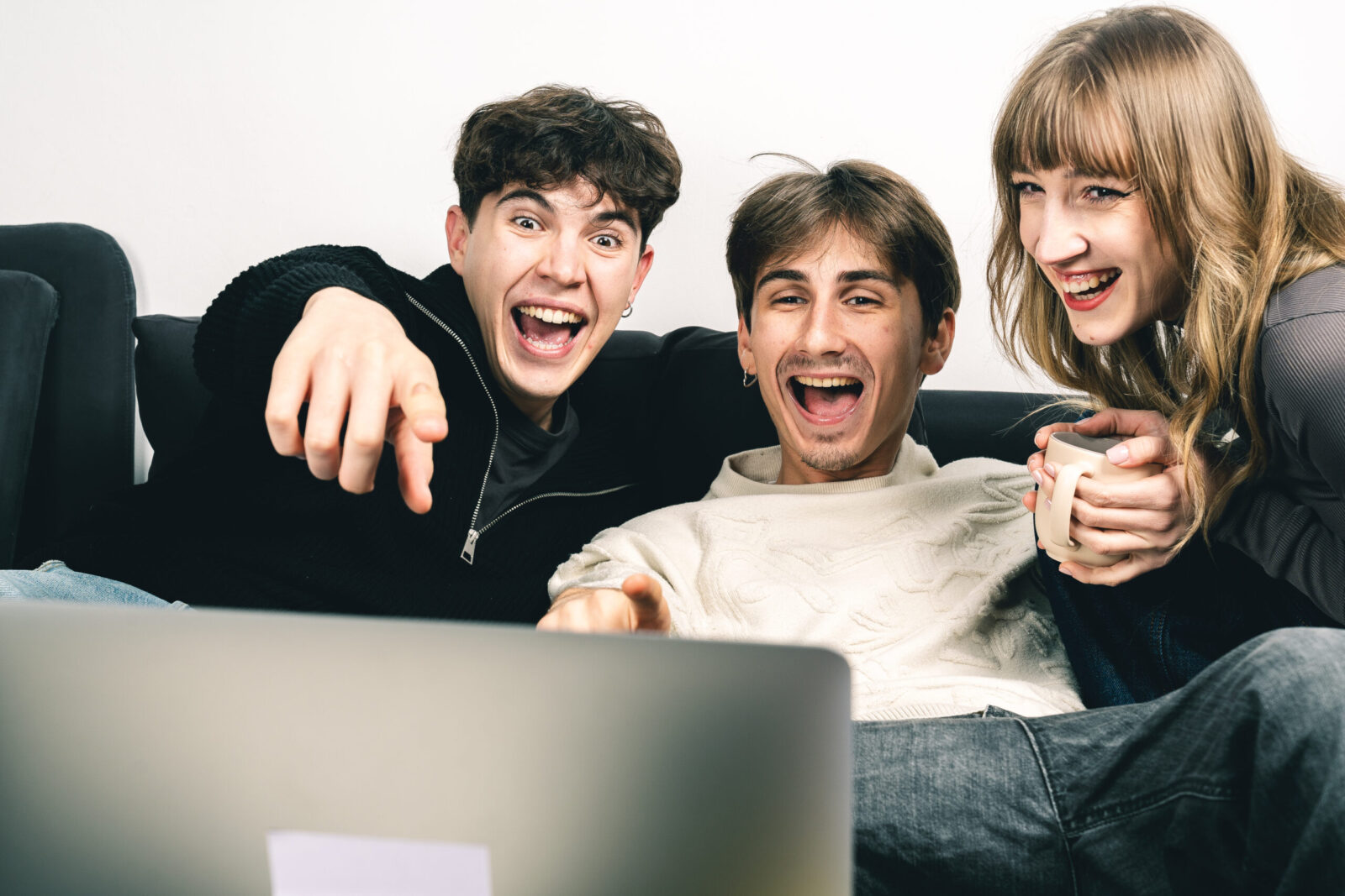 Happy youngsters laughing, enjoying the best time together.